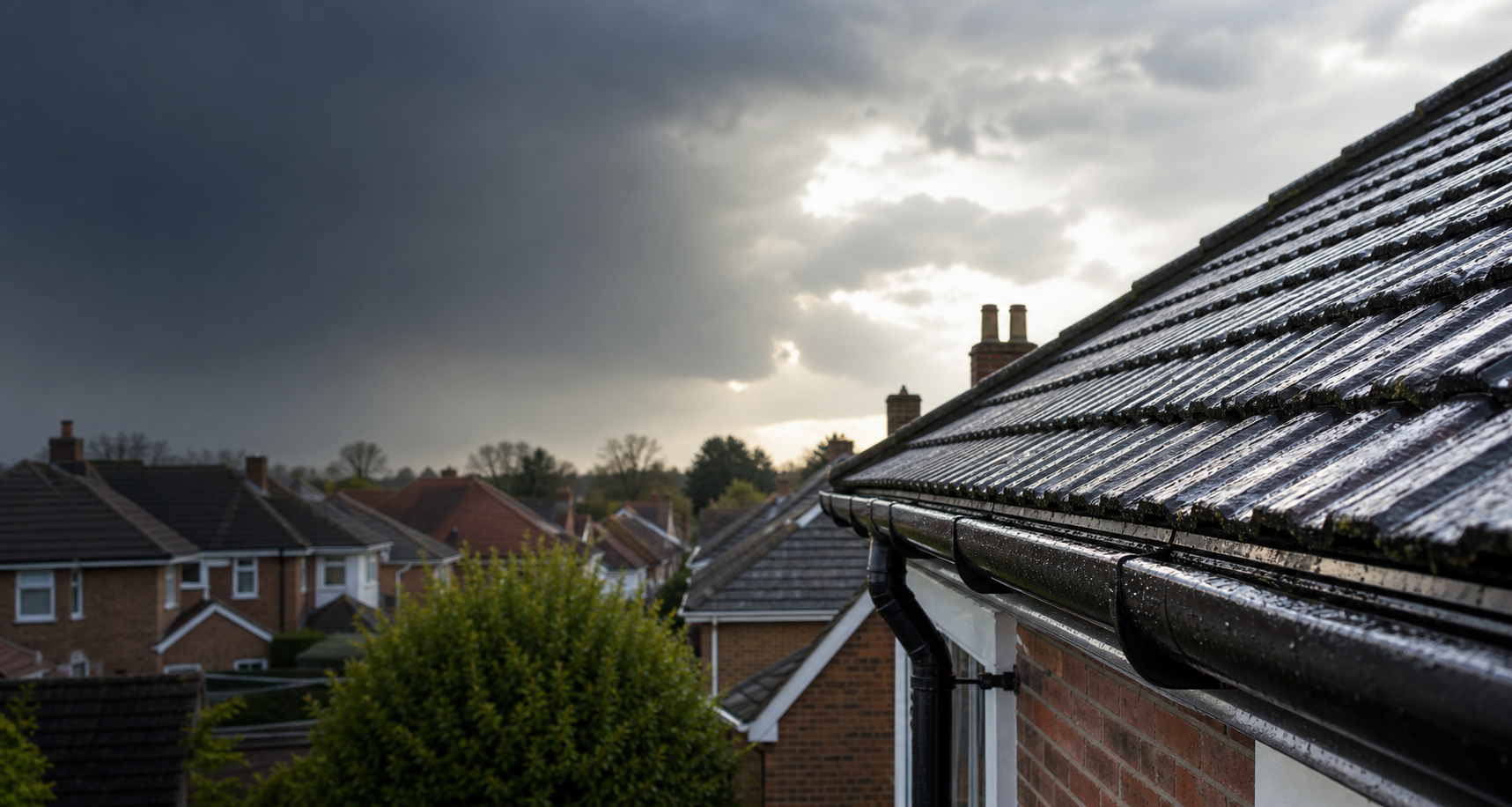 Residential roof after poor weather